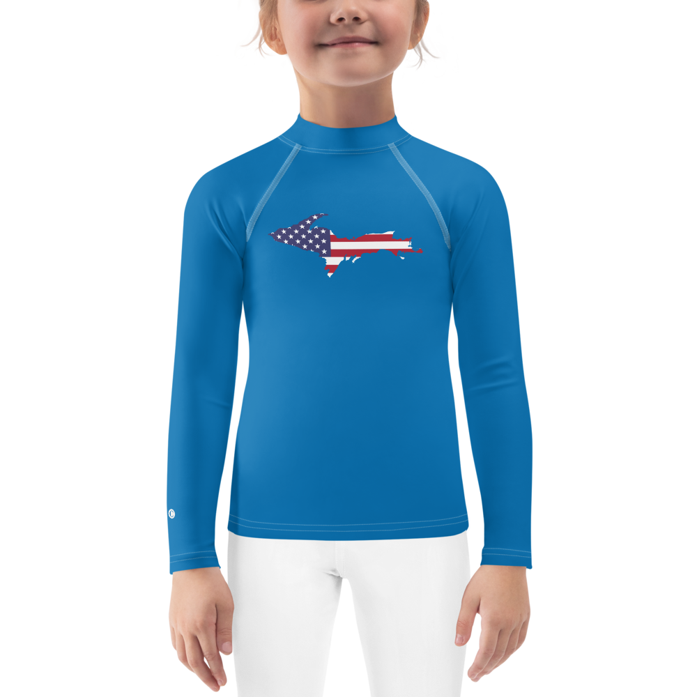 Michigan Upper Peninsula Rash Guard (w/ UP USA Flag) | Toddler - Azure