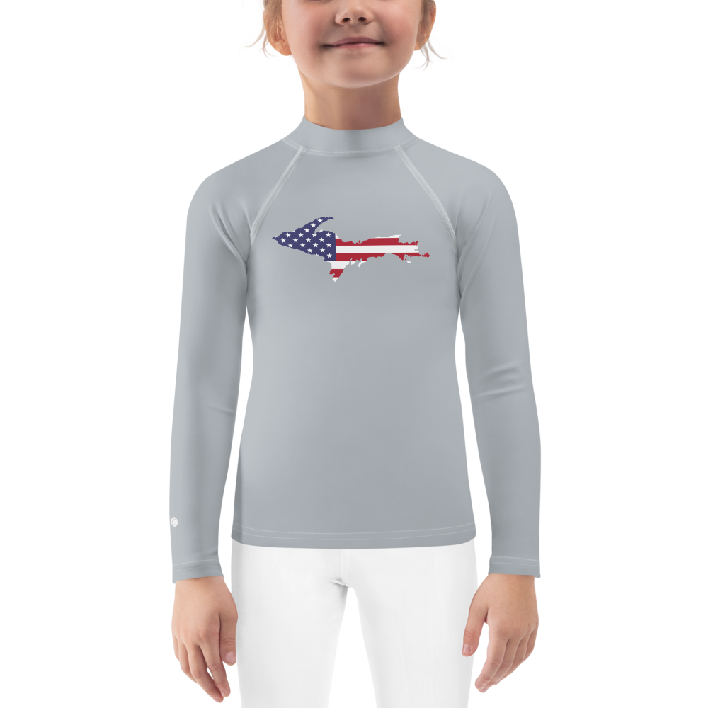 Michigan Upper Peninsula Rash Guard (w/ UP USA Flag) | Toddler - Silver