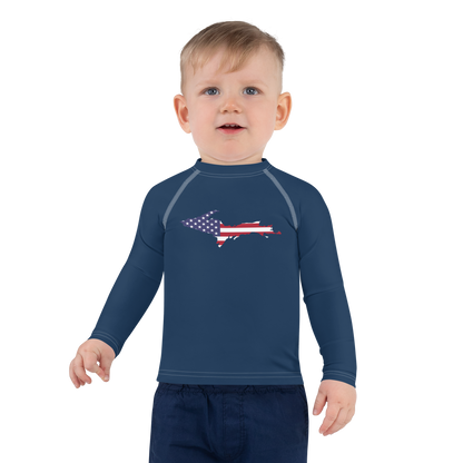 Michigan Upper Peninsula Rash Guard (w/ UP USA Flag) | Toddler - Navy