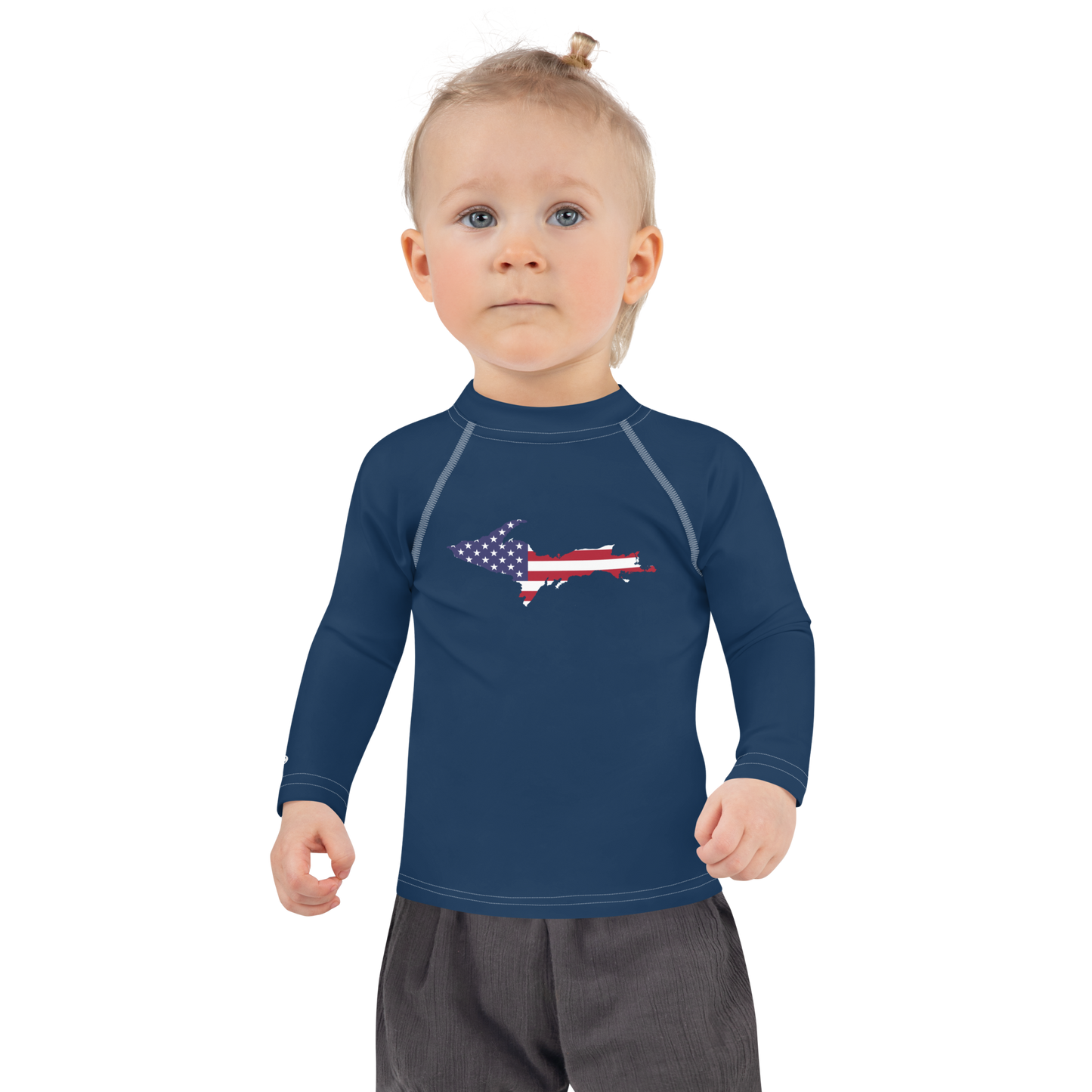 Michigan Upper Peninsula Rash Guard (w/ UP USA Flag) | Toddler - Navy