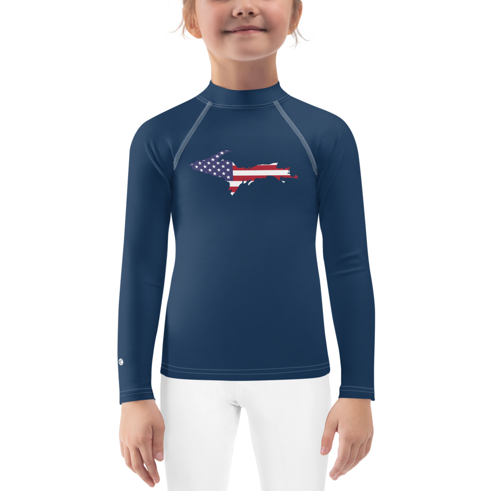 Michigan Upper Peninsula Rash Guard (w/ UP USA Flag) | Toddler - Navy