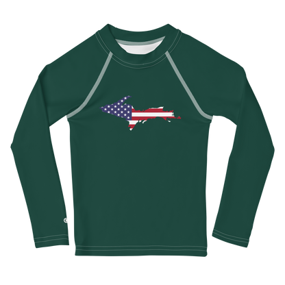 Michigan Upper Peninsula Rash Guard (w/ UP USA Flag) | Toddler - Laconic Green