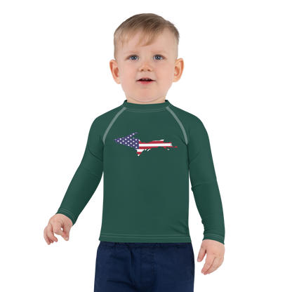 Michigan Upper Peninsula Rash Guard (w/ UP USA Flag) | Toddler - Laconic Green