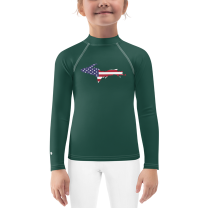 Michigan Upper Peninsula Rash Guard (w/ UP USA Flag) | Toddler - Laconic Green