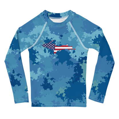 Michigan Upper Peninsula Rash Guard (w/ UP USA Flag) | Toddler - Great Lakes Camo