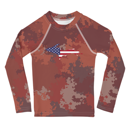 Michigan Upper Peninsula Rash Guard (w/ UP USA Flag) | Toddler - Ore Dock Camo