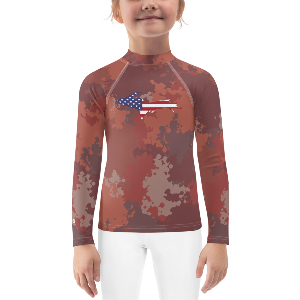 Michigan Upper Peninsula Rash Guard (w/ UP USA Flag) | Toddler - Ore Dock Camo