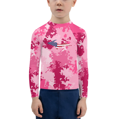 Michigan Upper Peninsula Rash Guard (w/ UP USA Flag) | Toddler - Pink Camo