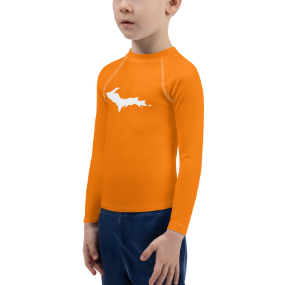 Michigan Upper Peninsula Rash Guard (w/ UP Outline) | Toddler - Safety Orange