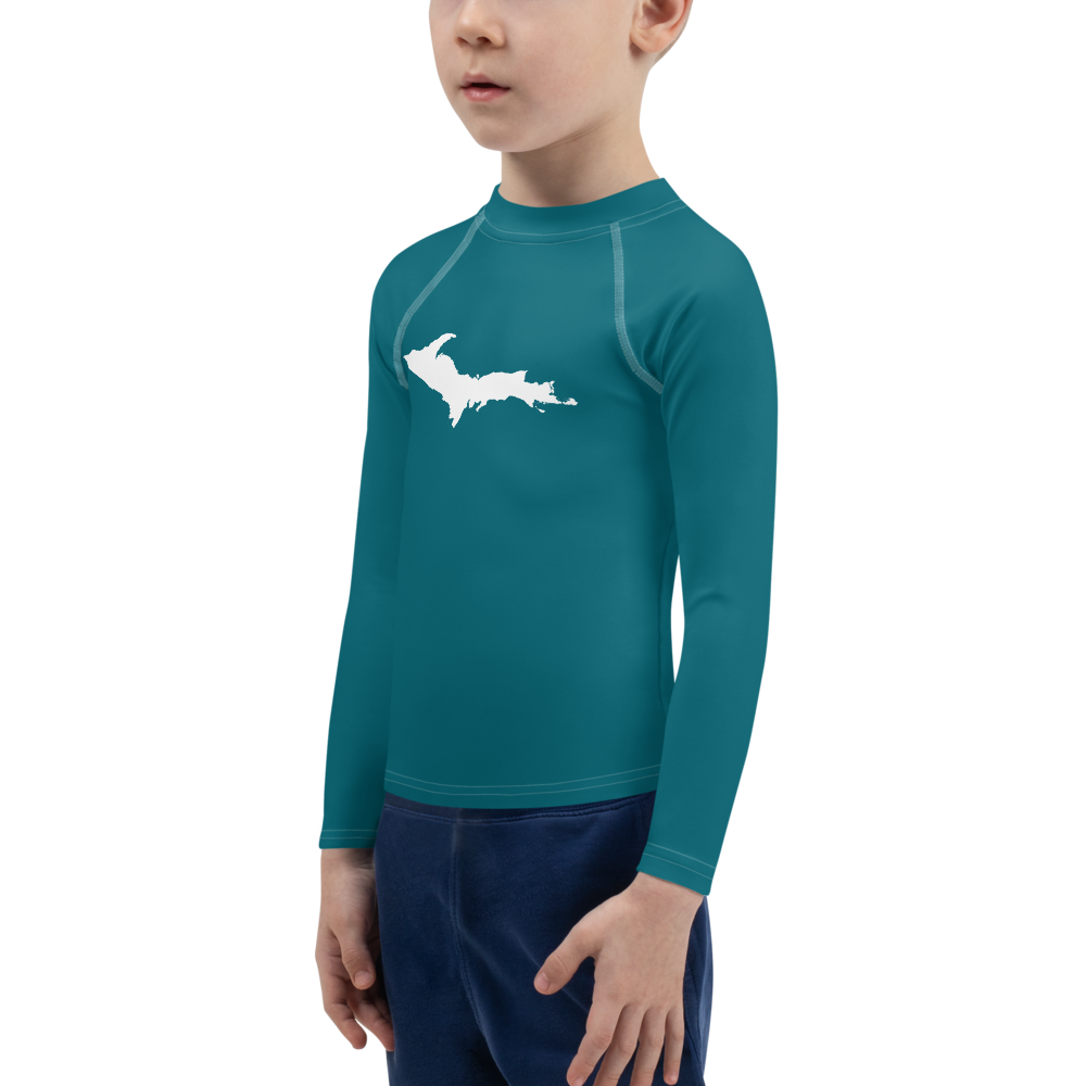 Michigan Upper Peninsula Rash Guard (w/ UP Outline) | Toddler - Auburn Hills Teal