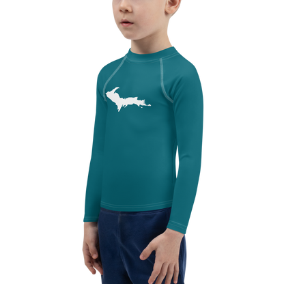 Michigan Upper Peninsula Rash Guard (w/ UP Outline) | Toddler - Auburn Hills Teal