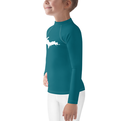 Michigan Upper Peninsula Rash Guard (w/ UP Outline) | Toddler - Auburn Hills Teal