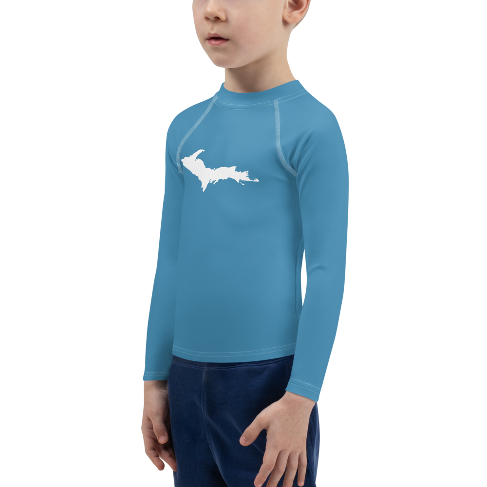 Michigan Upper Peninsula Rash Guard (w/ UP Outline) | Toddler - Lake Michigan Blue