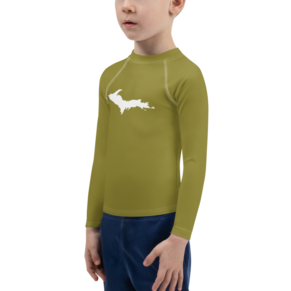 Michigan Upper Peninsula Rash Guard (w/ UP Outline) | Toddler - Scrub Gold