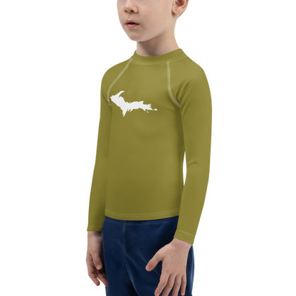 Michigan Upper Peninsula Rash Guard (w/ UP Outline) | Toddler - Scrub Gold