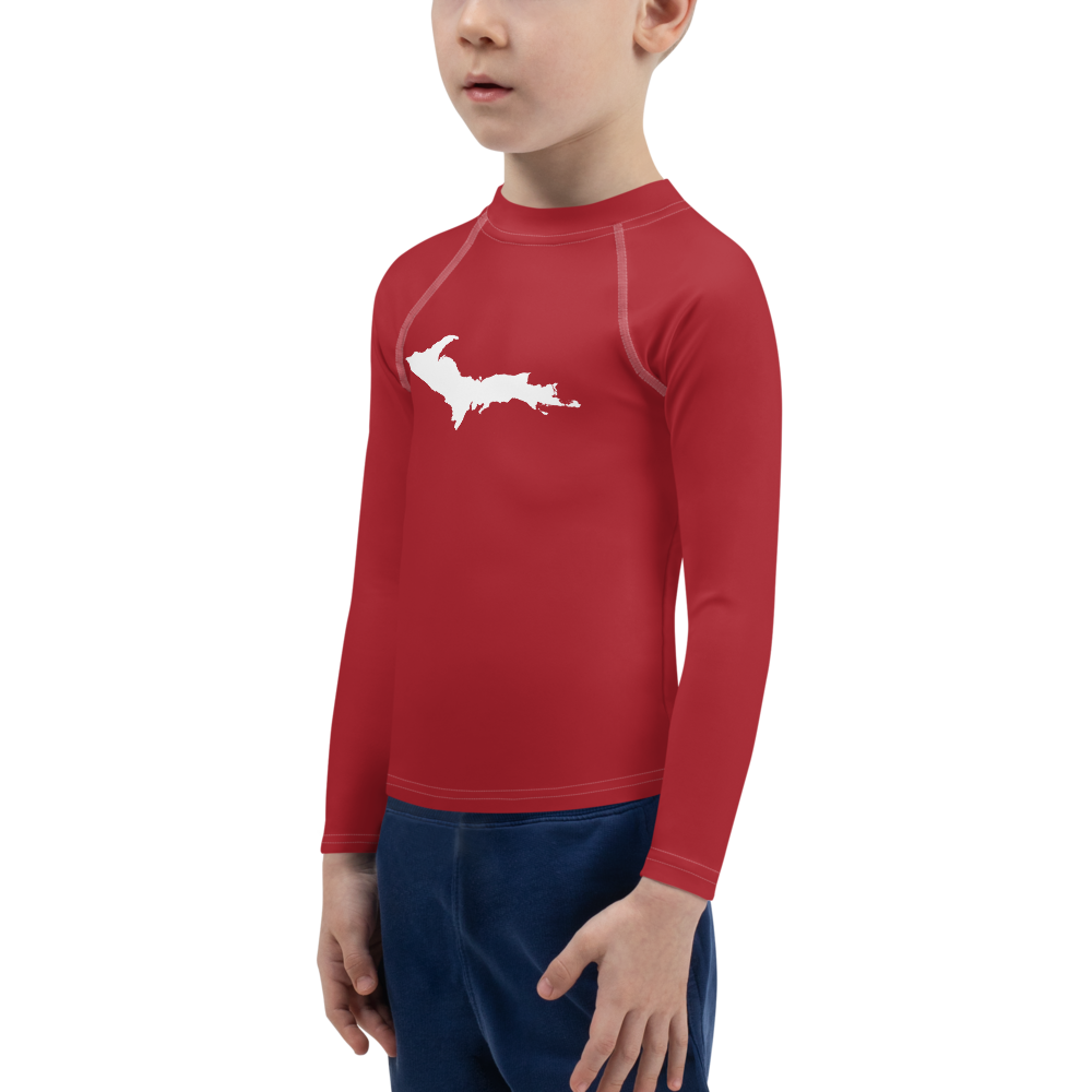 Michigan Upper Peninsula Rash Guard (w/ UP Outline) | Toddler - Thimbleberry Red