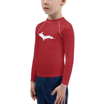 Michigan Upper Peninsula Rash Guard (w/ UP Outline) | Toddler - Thimbleberry Red