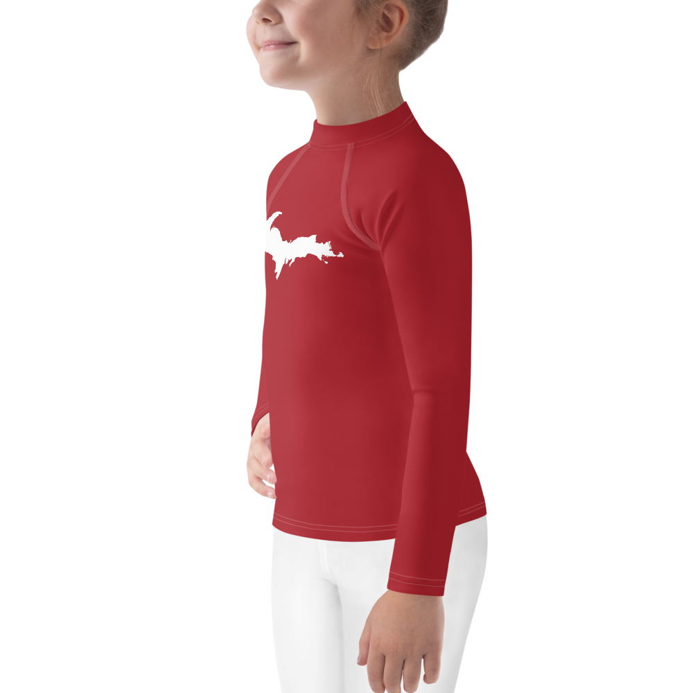 Michigan Upper Peninsula Rash Guard (w/ UP Outline) | Toddler - Thimbleberry Red