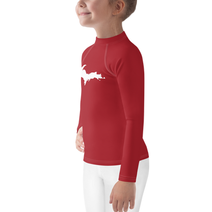 Michigan Upper Peninsula Rash Guard (w/ UP Outline) | Toddler - Thimbleberry Red