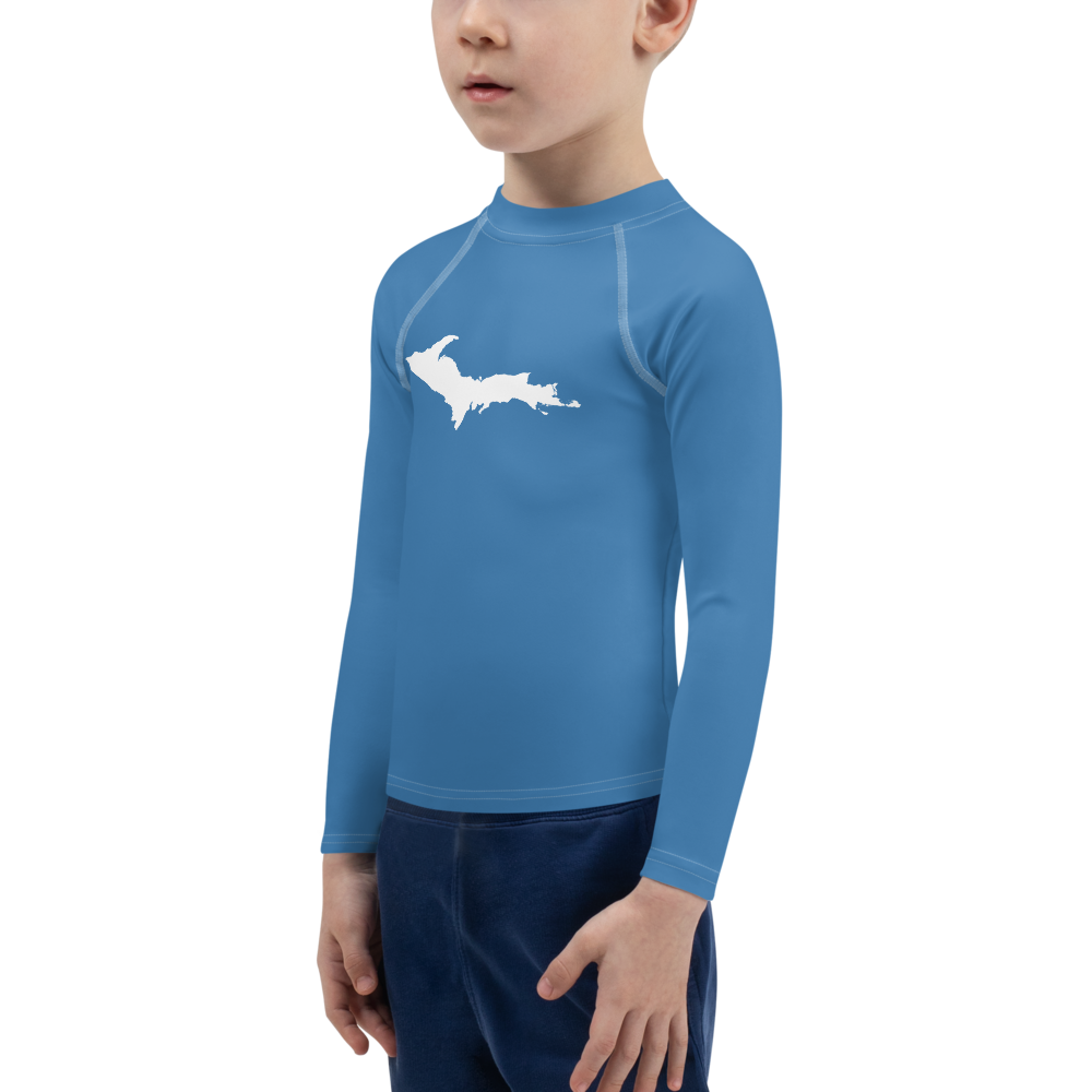 Michigan Upper Peninsula Rash Guard (w/ UP Outline) | Toddler - Lake Superior Blue