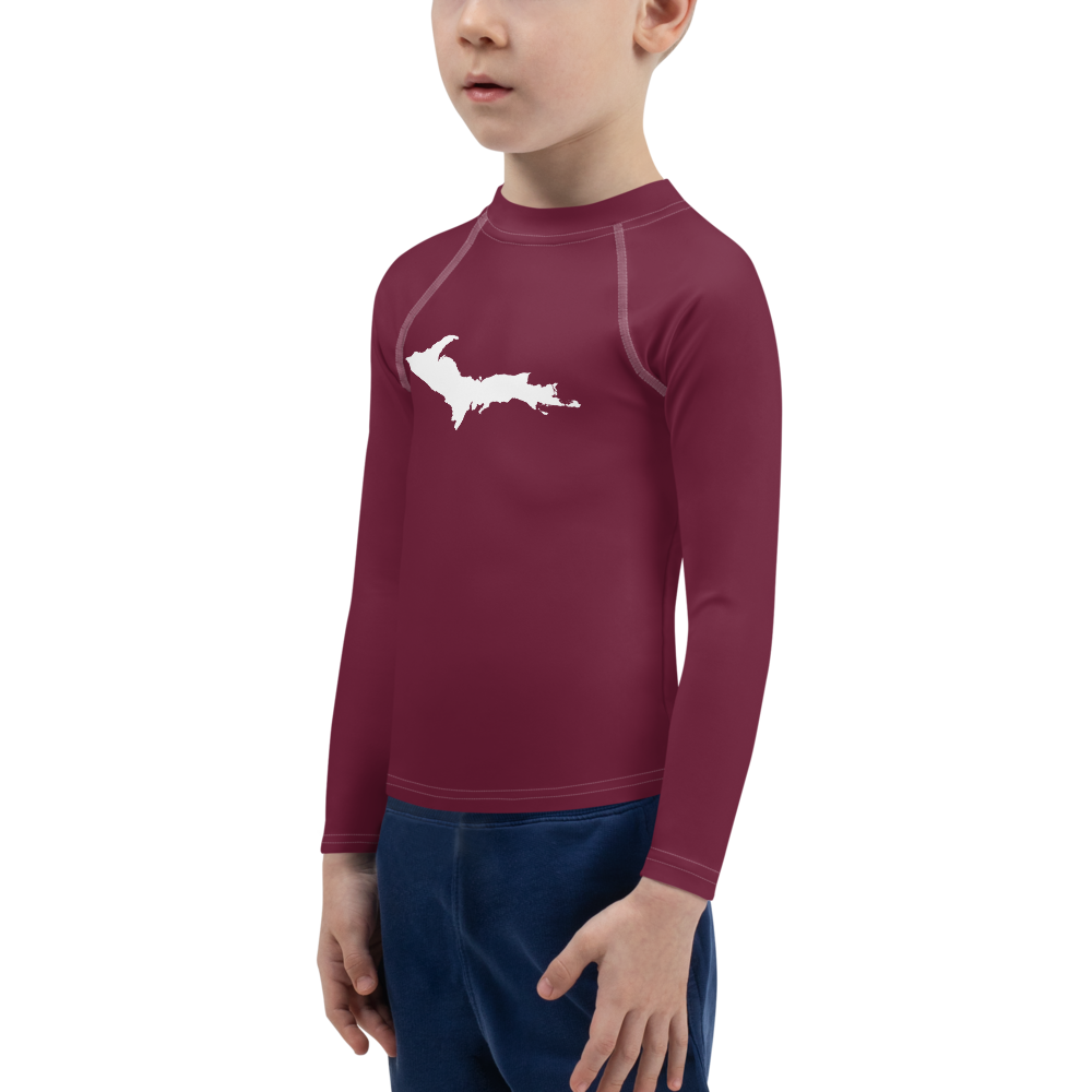 Michigan Upper Peninsula Rash Guard (w/ UP Outline) | Toddler - Old Mission Burgundy