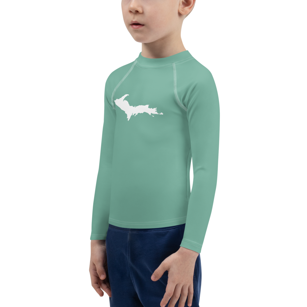 Michigan Upper Peninsula Rash Guard (w/ UP Outline) | Toddler - Metallic Mint Green