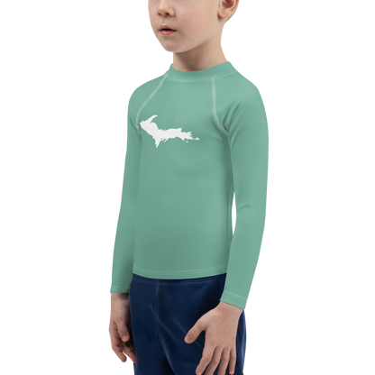 Michigan Upper Peninsula Rash Guard (w/ UP Outline) | Toddler - Metallic Mint Green