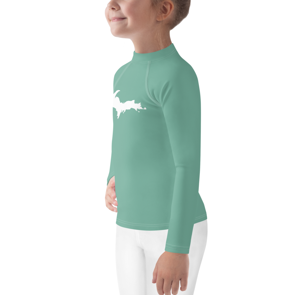 Michigan Upper Peninsula Rash Guard (w/ UP Outline) | Toddler - Metallic Mint Green