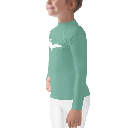 Michigan Upper Peninsula Rash Guard (w/ UP Outline) | Toddler - Metallic Mint Green