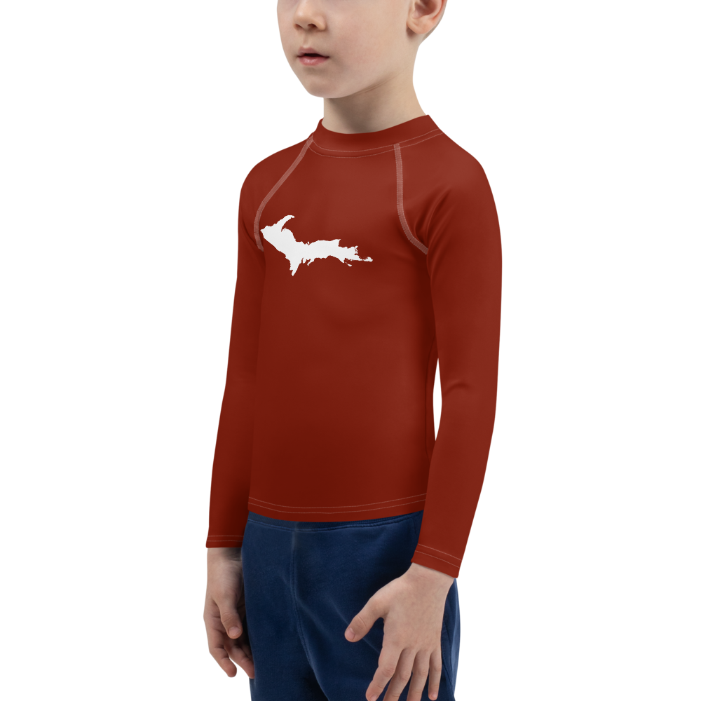 Michigan Upper Peninsula Rash Guard (w/ UP Outline) | Toddler - Cherryland Red