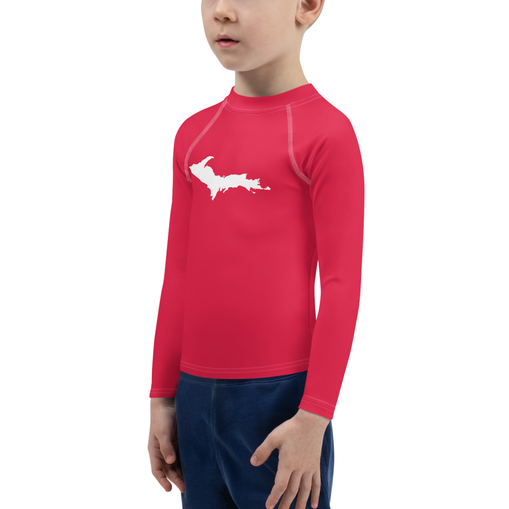 Michigan Upper Peninsula Rash Guard (w/ UP Outline) | Toddler - Lighthouse Red