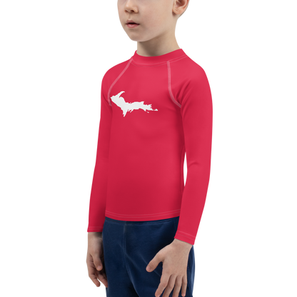 Michigan Upper Peninsula Rash Guard (w/ UP Outline) | Toddler - Lighthouse Red