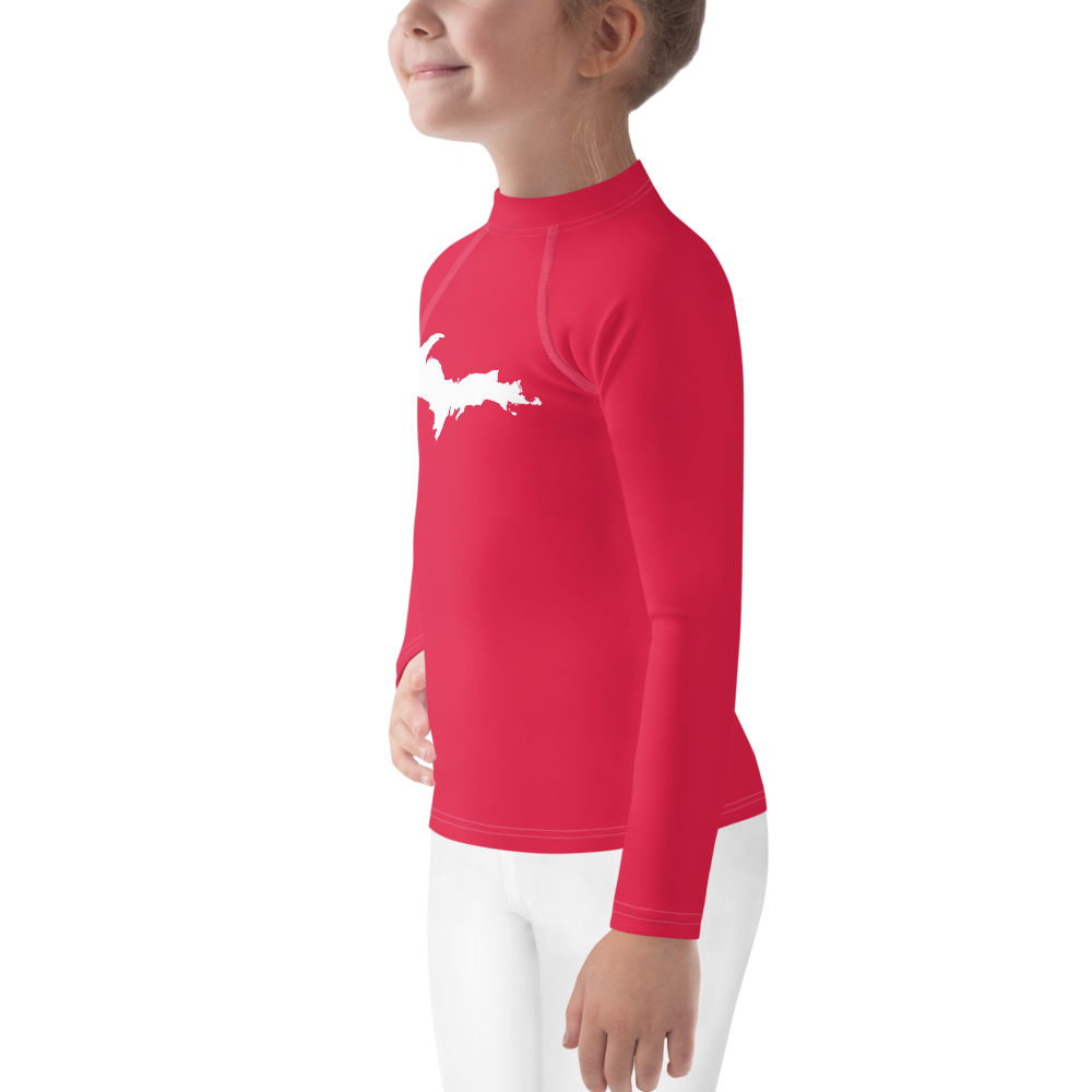 Michigan Upper Peninsula Rash Guard (w/ UP Outline) | Toddler - Lighthouse Red