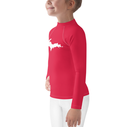 Michigan Upper Peninsula Rash Guard (w/ UP Outline) | Toddler - Lighthouse Red