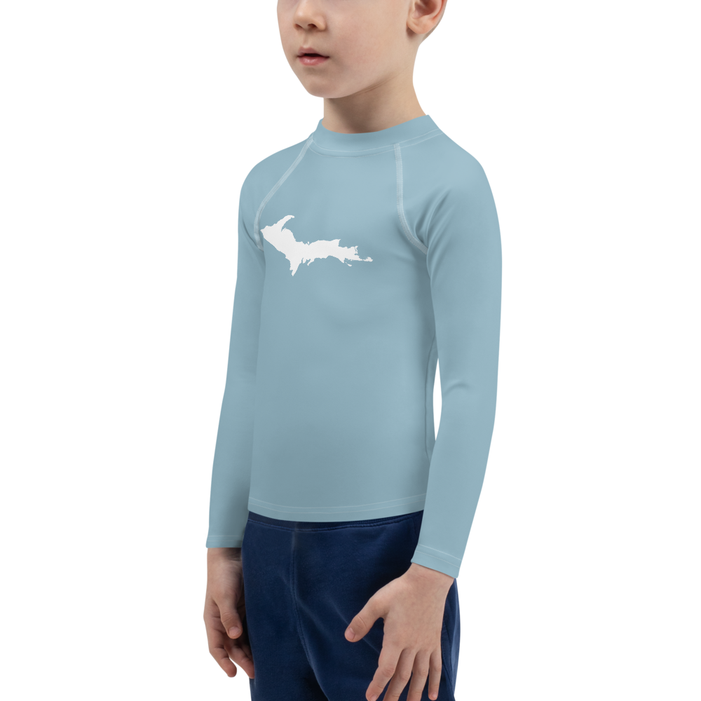 Michigan Upper Peninsula Rash Guard (w/ UP Outline) | Toddler - Opal Blue