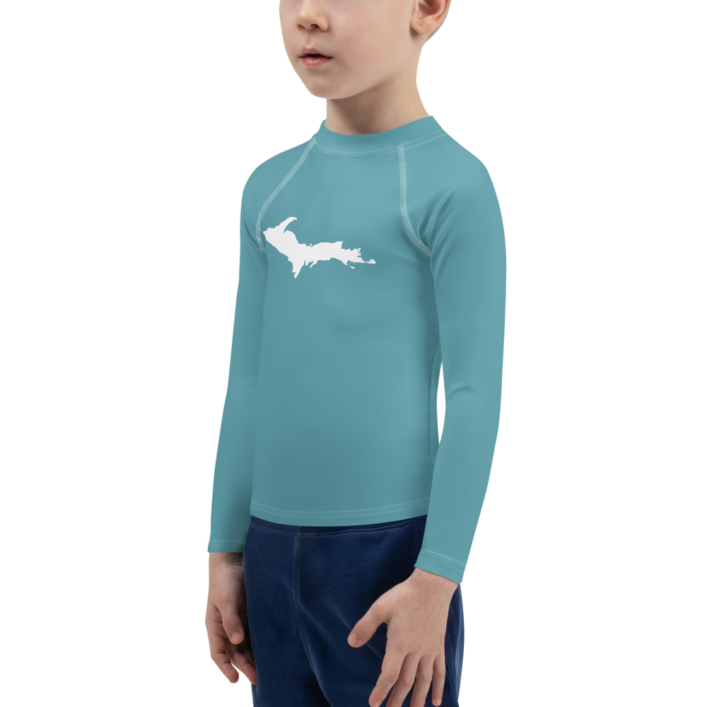 Michigan Upper Peninsula Rash Guard (w/ UP Outline) | Toddler - Lake Huron Blue