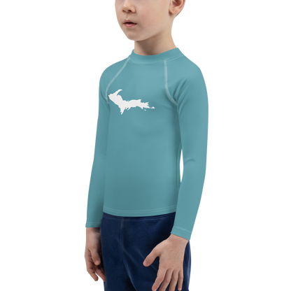 Michigan Upper Peninsula Rash Guard (w/ UP Outline) | Toddler - Lake Huron Blue