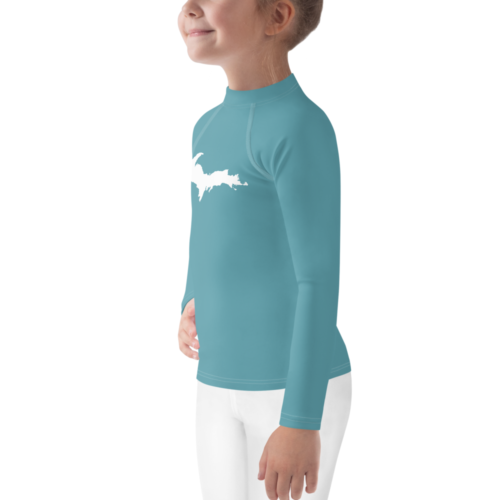 Michigan Upper Peninsula Rash Guard (w/ UP Outline) | Toddler - Lake Huron Blue