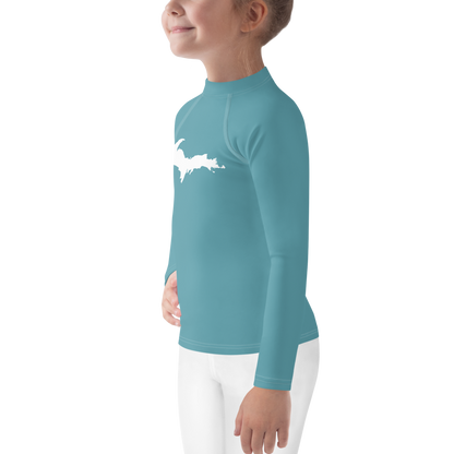 Michigan Upper Peninsula Rash Guard (w/ UP Outline) | Toddler - Lake Huron Blue