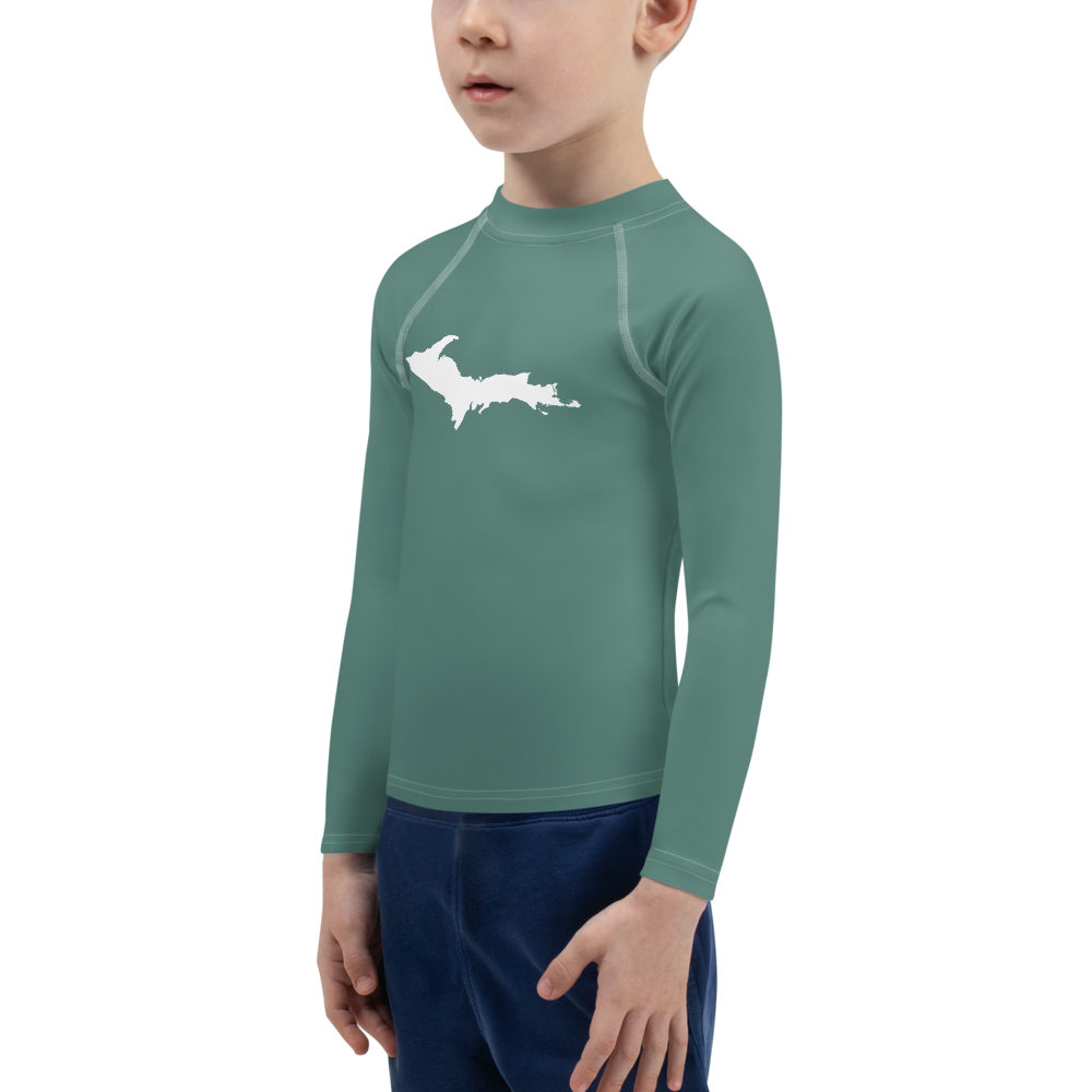 Michigan Upper Peninsula Rash Guard (w/ UP Outline) | Toddler - Copper Green