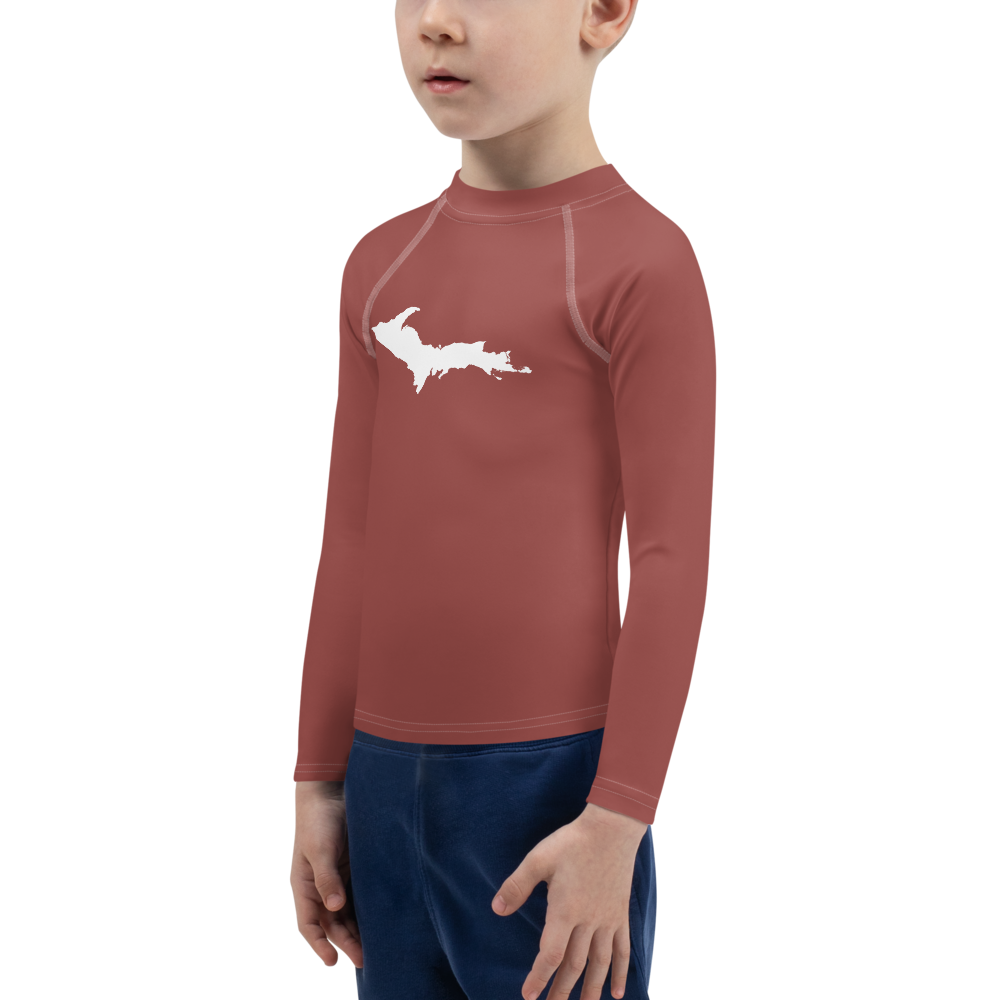 Michigan Upper Peninsula Rash Guard (w/ UP Outline) | Toddler - Ore Dock Red