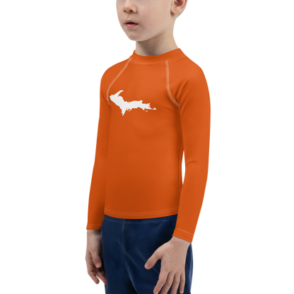 Michigan Upper Peninsula Rash Guard (w/ UP Outline) | Toddler - Maple Leaf Orange