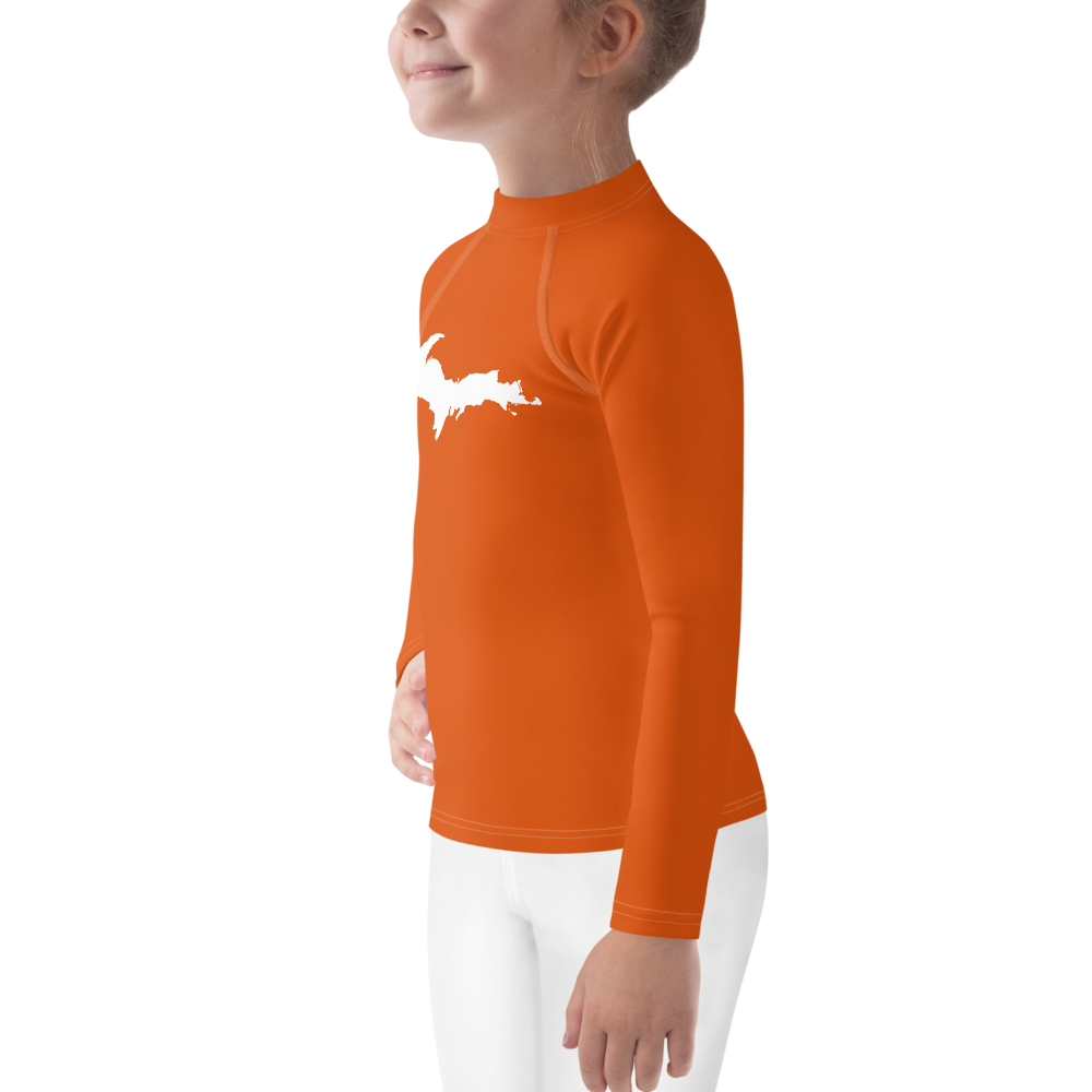 Michigan Upper Peninsula Rash Guard (w/ UP Outline) | Toddler - Maple Leaf Orange