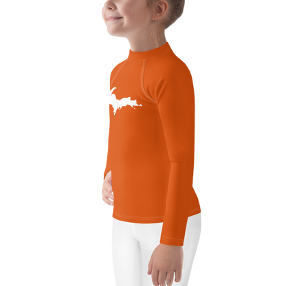 Michigan Upper Peninsula Rash Guard (w/ UP Outline) | Toddler - Maple Leaf Orange