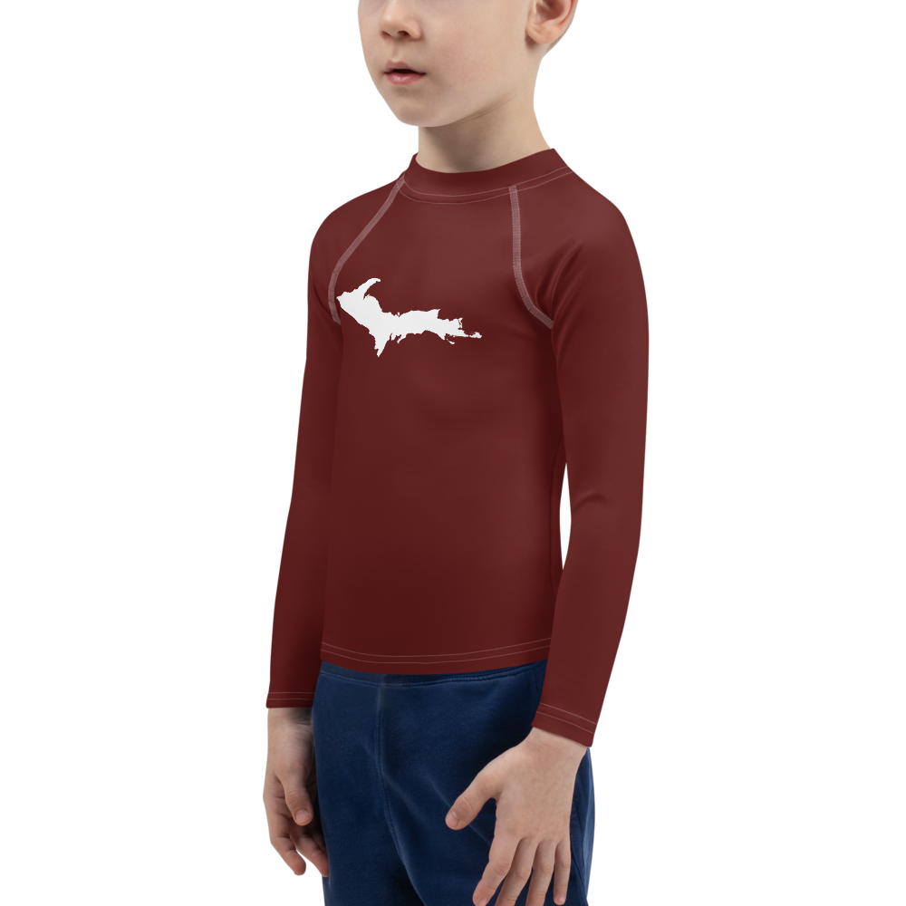 Michigan Upper Peninsula Rash Guard (w/ UP Outline) | Toddler - Cherrywood Color