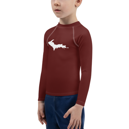 Michigan Upper Peninsula Rash Guard (w/ UP Outline) | Toddler - Cherrywood Color