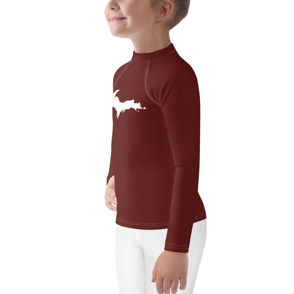 Michigan Upper Peninsula Rash Guard (w/ UP Outline) | Toddler - Cherrywood Color