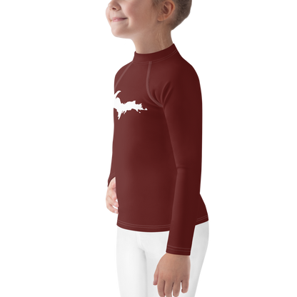 Michigan Upper Peninsula Rash Guard (w/ UP Outline) | Toddler - Cherrywood Color