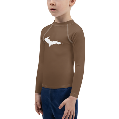 Michigan Upper Peninsula Rash Guard (w/ UP Outline) | Toddler - Coffee Color