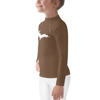 Michigan Upper Peninsula Rash Guard (w/ UP Outline) | Toddler - Coffee Color